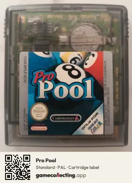 Pro Pool Game Boy Color, PAL cartridge label