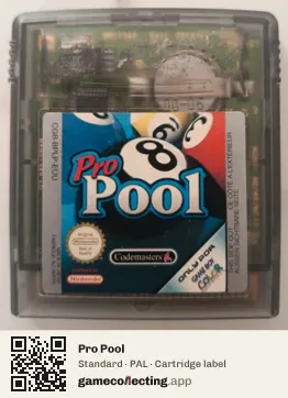 Pro Pool Game Boy Color, PAL cartridge label
