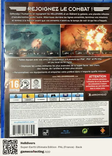 Helldivers PlayStation 4, France box back