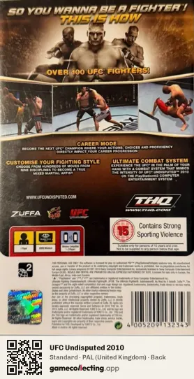 UFC Undisputed 2010 PlayStation Portable, United Kingdom box back