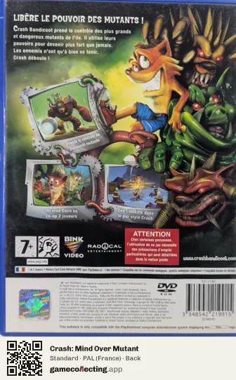 Crash: Mind Over Mutant PlayStation 2, France box back