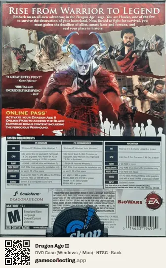 Dragon Age II Computer, NTSC box back