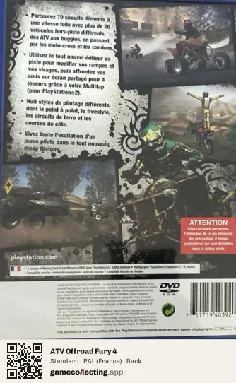 ATV Offroad Fury 4 PlayStation 2, France box back