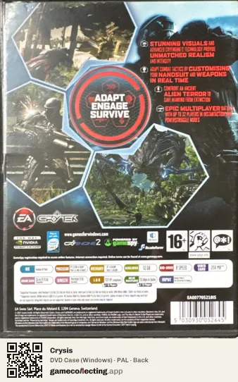 Crysis Computer, PAL box back