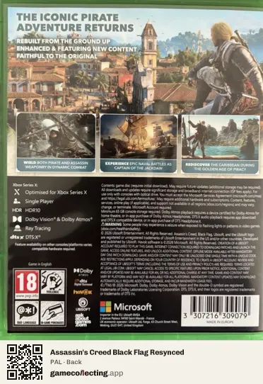 Assassin's Creed Black Flag Resynced Xbox Series X, PAL box back