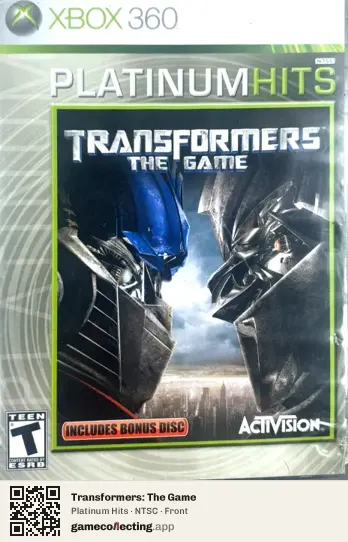Transformers: The Game Xbox 360, NTSC box front
