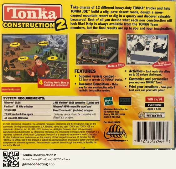Tonka Construction 2 Computer, NTSC box back