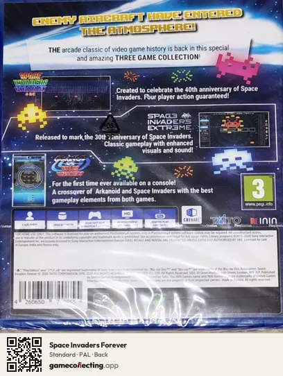 Space Invaders Forever PlayStation 4, PAL box back