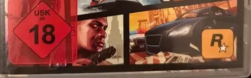 Grand Theft Auto V, the USK square on its front