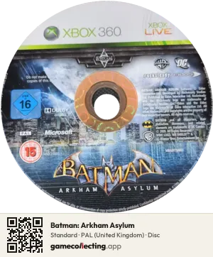 Batman: Arkham Asylum Xbox 360, PAL disc