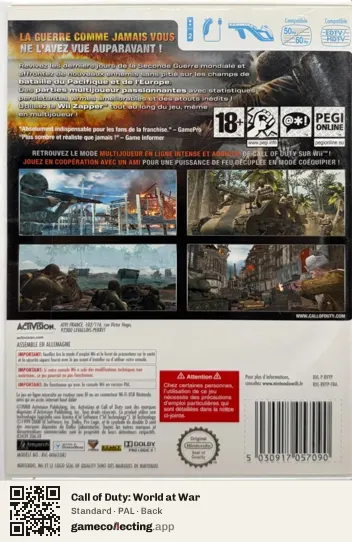 Call of Duty: World at War Nintendo Wii, PAL box back