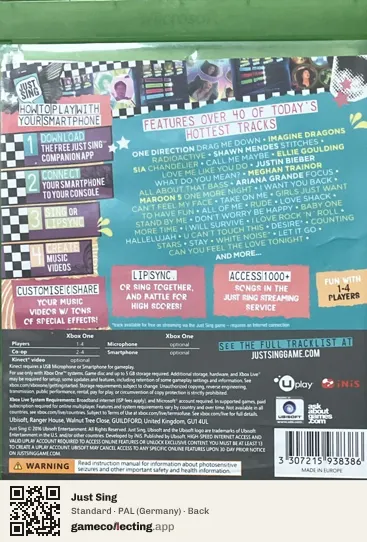 Just Sing Xbox One, Germany box back
