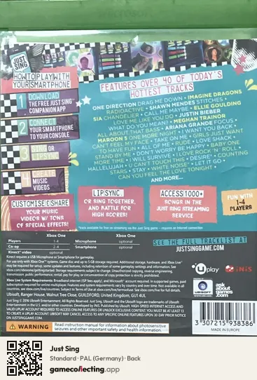 Just Sing Xbox One, Germany box back