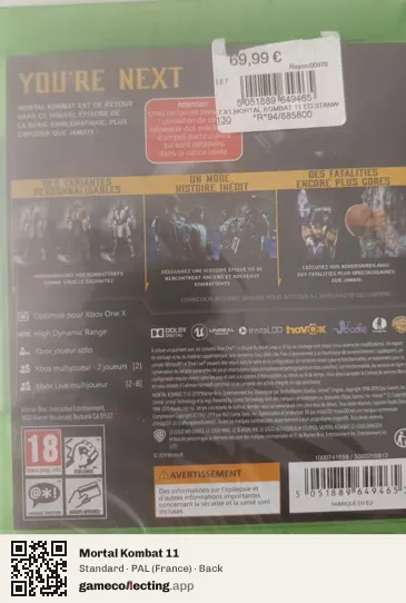 Mortal Kombat 11 Xbox One, France box back