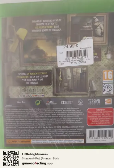 Little Nightmares Xbox One, France box back