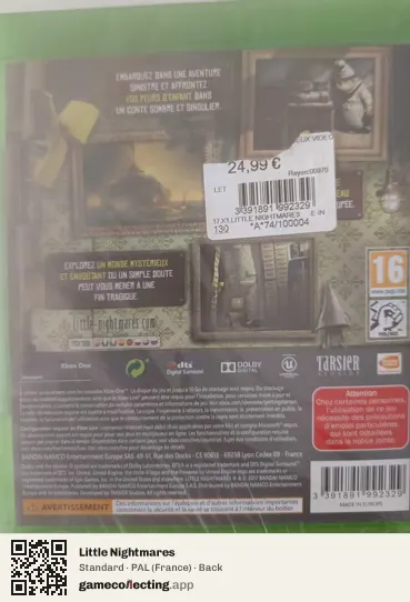 Little Nightmares Xbox One, France box back