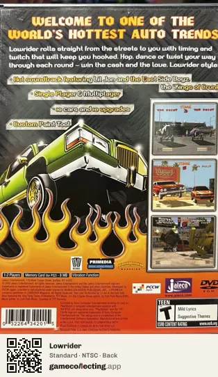 Lowrider PlayStation 2, NTSC box back
