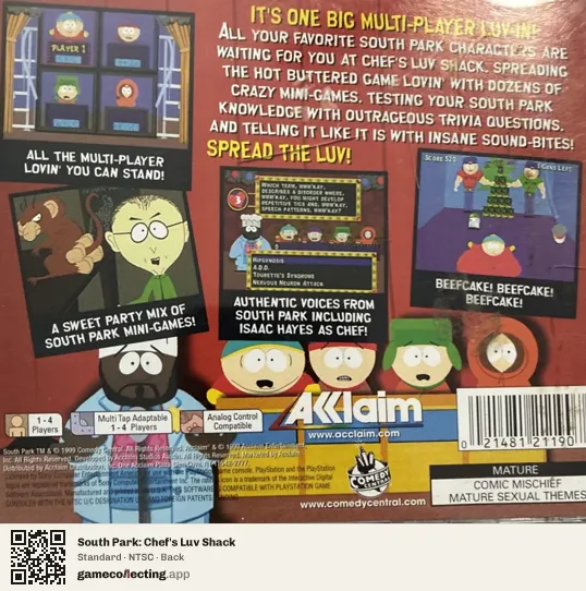 South Park: Chef's Luv Shack PlayStation, NTSC box back