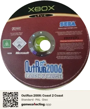 OutRun 2006: Coast 2 Coast Xbox, PAL disc