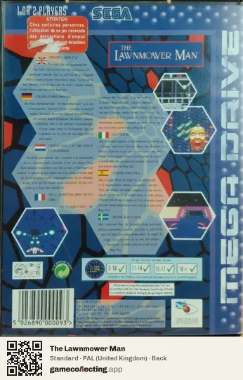 The Lawnmower Man Sega Mega Drive / Genesis, United Kingdom box back