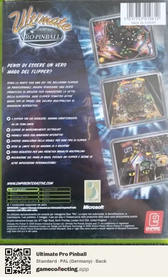 Ultimate Pro Pinball Xbox, Germany box back