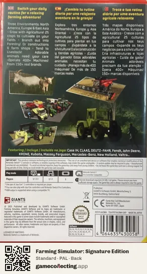 Farming Simulator: Signature Edition Nintendo Switch 2, PAL box back