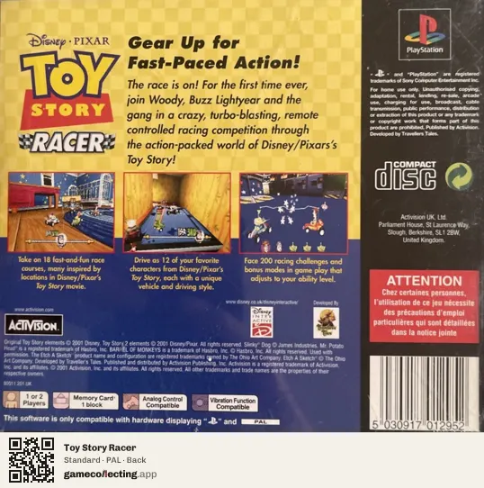 Toy Story Racer PlayStation, PAL box back