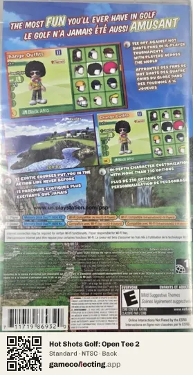 Hot Shots Golf: Open Tee 2 PlayStation Portable, NTSC box back