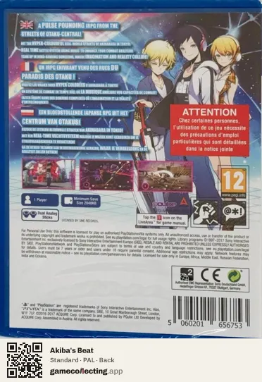 Akiba's Beat PlayStation Vita, PAL box back