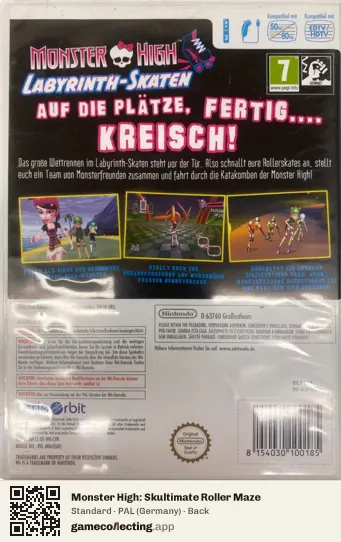 Monster High: Skultimate Roller Maze Nintendo Wii, Germany box back