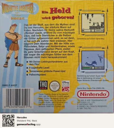 Hercules Game Boy, PAL box back