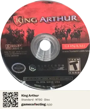 King Arthur Nintendo GameCube, NTSC disc