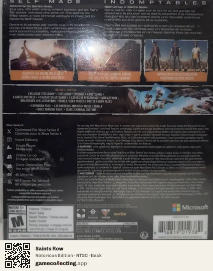 Saints Row Xbox Series X, NTSC box back
