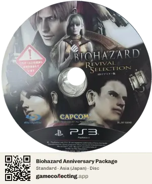 Biohazard Anniversary Package PlayStation 3, Asia disc