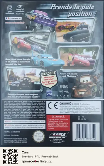 Cars Nintendo GameCube, France box back