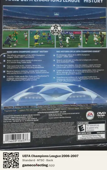 UEFA Champions League 2006-2007 PlayStation 2, NTSC box back