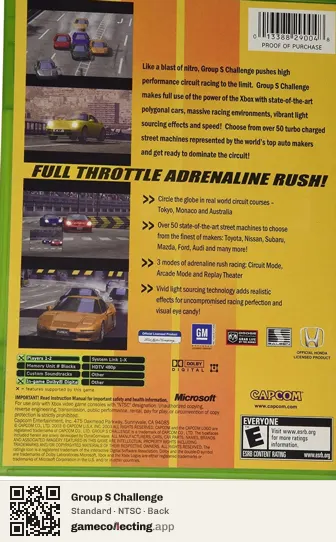 Group S Challenge Xbox, NTSC box back