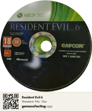 Resident Evil 6 Xbox 360, PAL disc