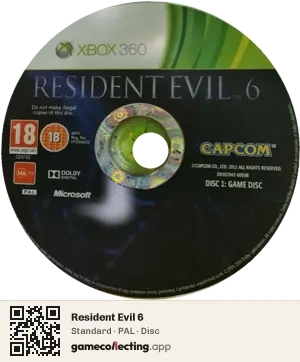 Resident Evil 6 Xbox 360, PAL disc
