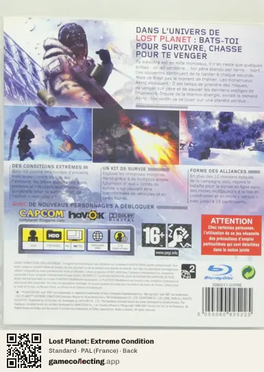 Lost Planet: Extreme Condition PlayStation 3, France box back