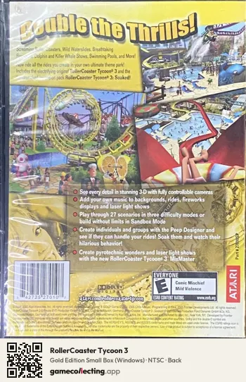 RollerCoaster Tycoon 3 Computer, NTSC box back