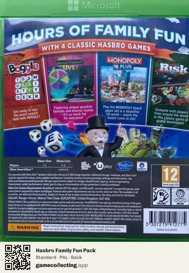 Hasbro Family Fun Pack Xbox One, PAL box back