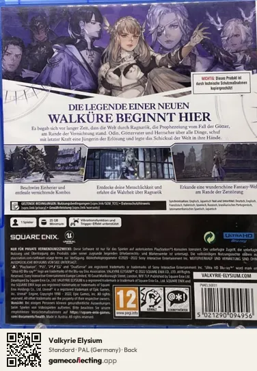 Valkyrie Elysium PlayStation 5, Germany box back