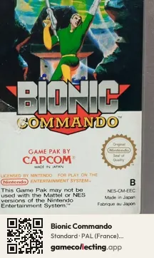 Bionic Commando Nintendo Entertainment System, PAL cartridge label