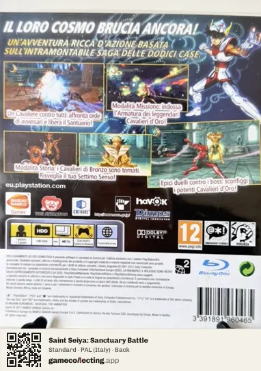 Saint Seiya: Sanctuary Battle PlayStation 3, Italy box back