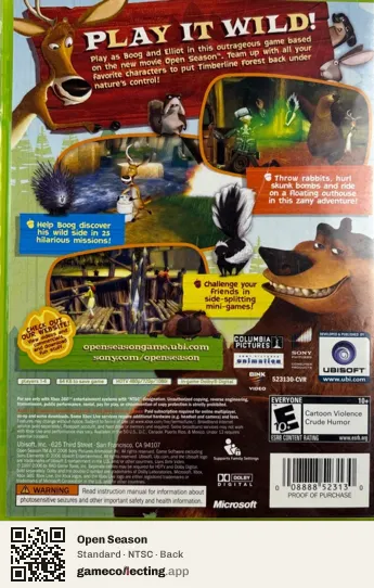 Open Season Xbox 360, NTSC box back