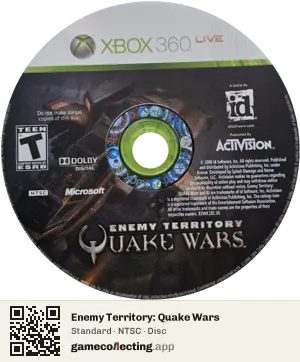 Enemy Territory: Quake Wars Xbox 360, NTSC disc