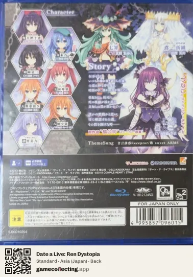 Date a Live: Ren Dystopia PlayStation 4, Japan box back
