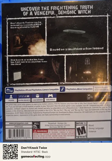 Don't Knock Twice PlayStation 4, NTSC box back