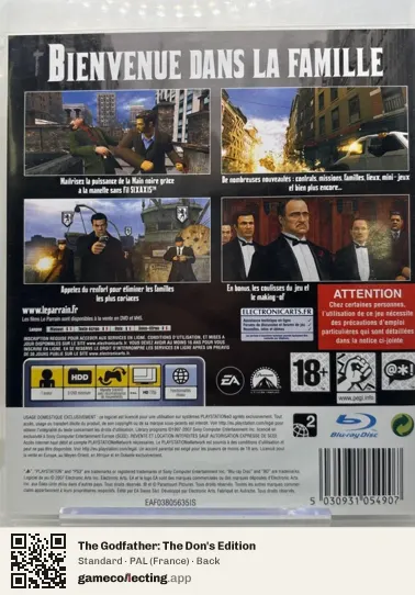 The Godfather: The Don's Edition PlayStation 3, France box back